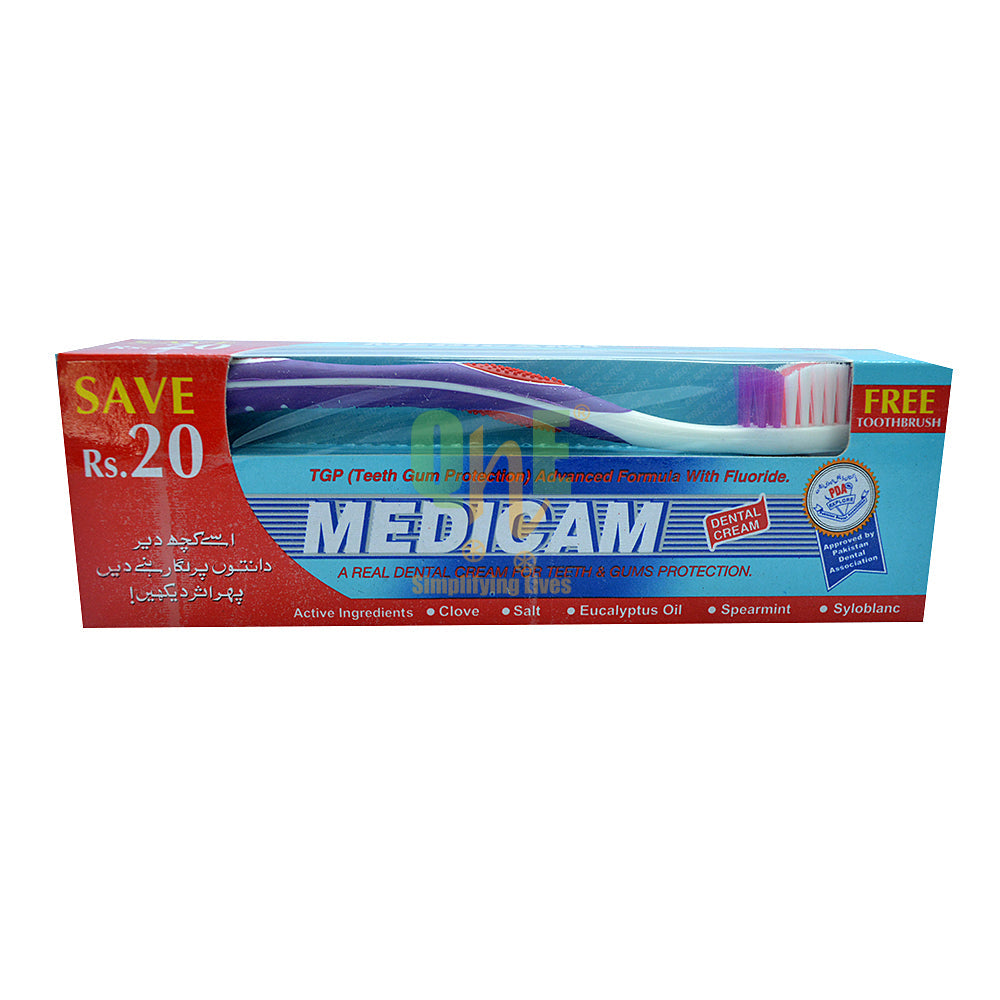 Medicam Dental Cream with free Toothbrush 180 gm