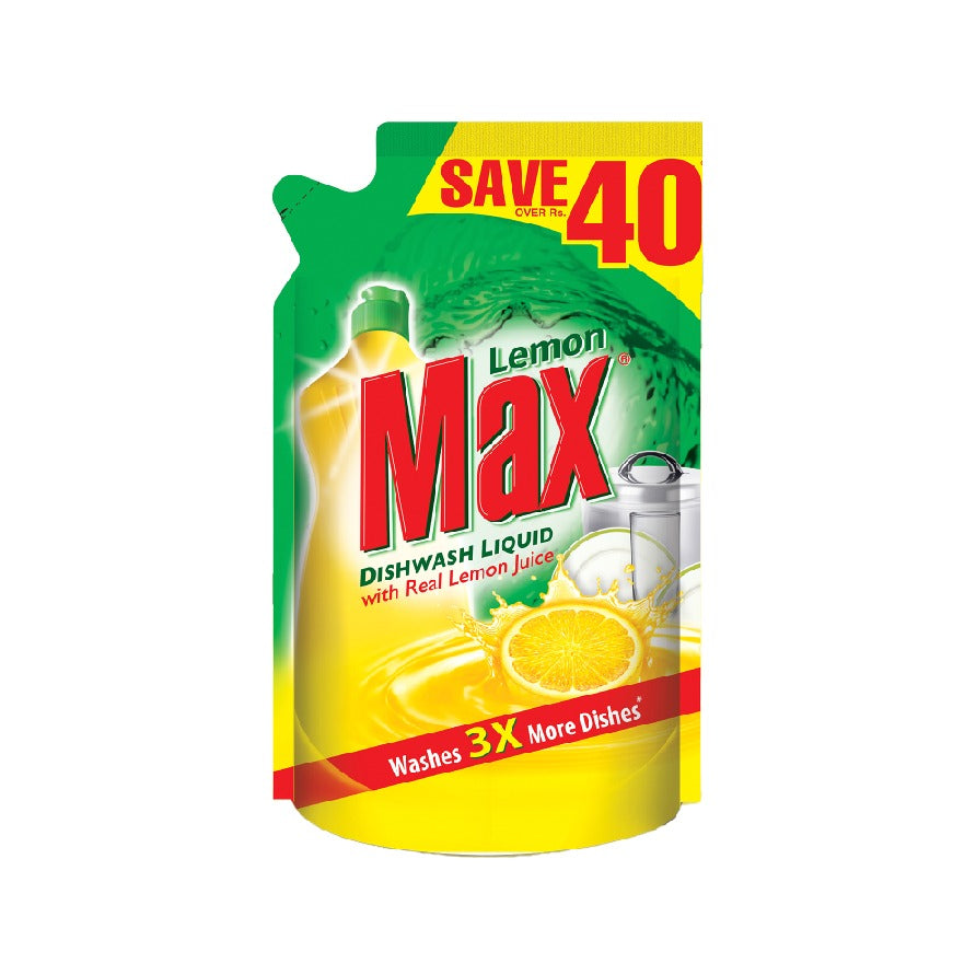 Lemon Max Dish Wash Liquid Pouch 450Ml