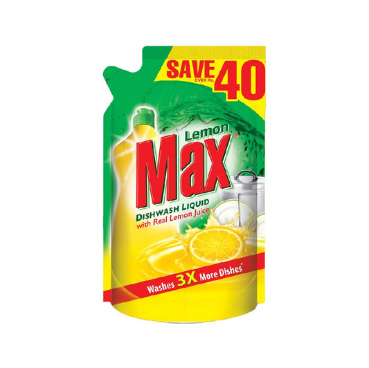 Lemon Max Dish Wash Liquid Pouch 450Ml