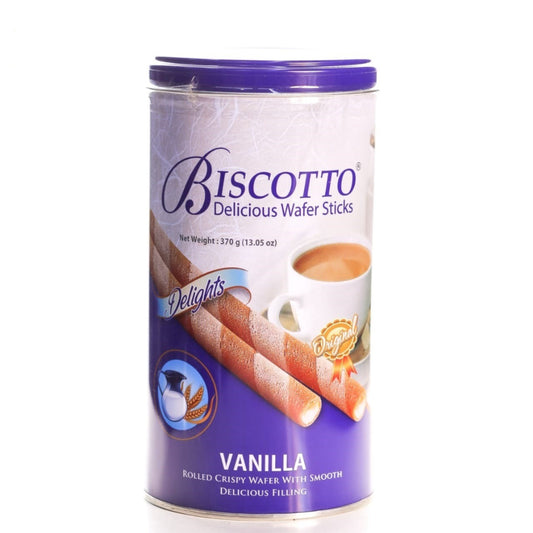 Biscotto Delicious Wafer Sticks Vanilla Tin 370 gm