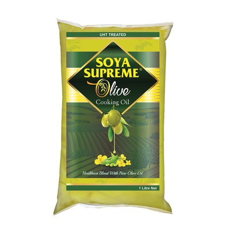 Soya Supreme Olive Cooking Oil, Pouch, 1 Liter